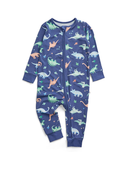 MORI Blue Supersoft Dinosaur Nights Clever Zip Sleepsuit image 2