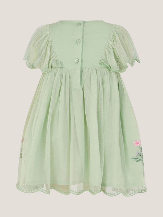 Dsiney Kidz - Monsoon Green Baby Floral Embroidered Tulle Dress image 2
