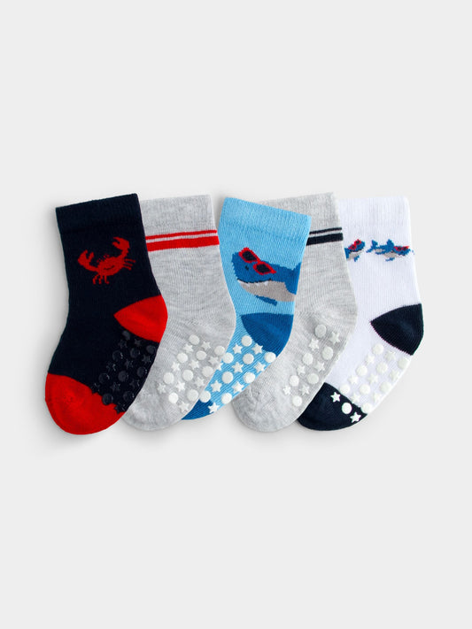 JoJo Maman Bébé Light Blue 5-Pack Shark Socks - image 1