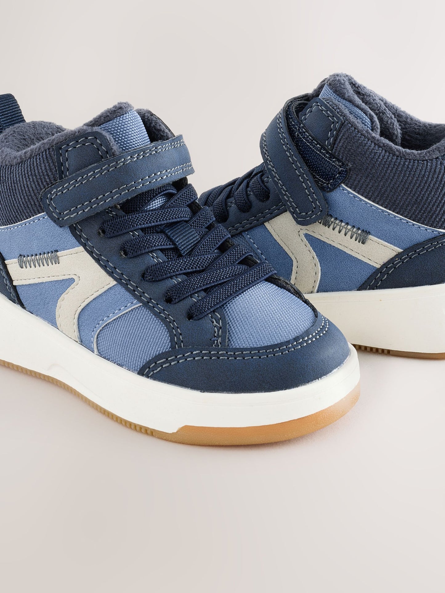 Navy Standard Fit (F) Touch Fastening Elastic Lace Hi-Top Trainers image 5