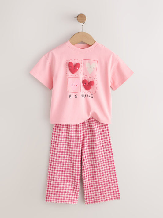 Dsiney Kidz - Pink Heart Gingham Top & Joggers Set (3mths-7yrs) image 2