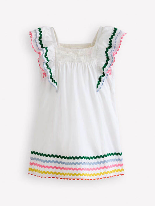 Boden Cream Flutter Sleeve Woven Dress image 2