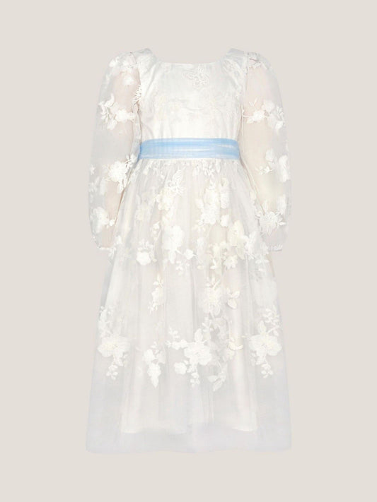 Monsoon Cream Beatrice Floral Embroidered Tulle Dress image 2