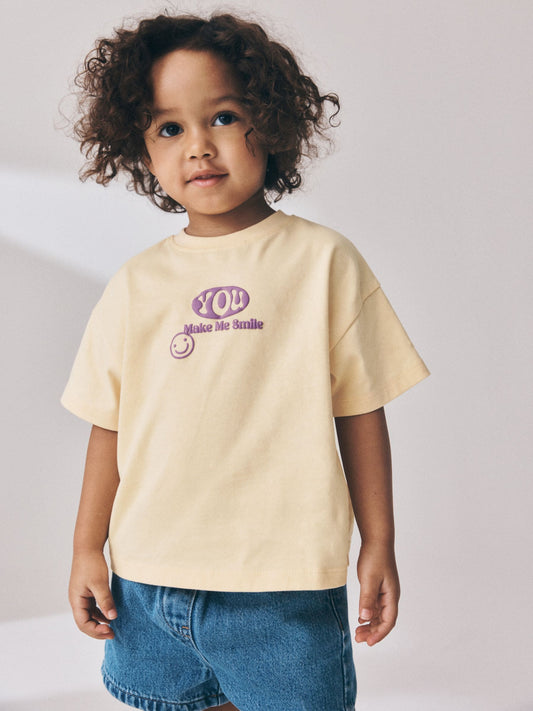 Dsiney Kidz - Yellow Smile Slogan T-Shirt (3mths-7yrs) image 2