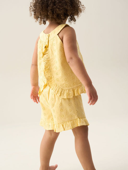 Dsiney Kidz - Angel & Rocket Yellow Leona Broderie Frill Top & Shorts Set image 2