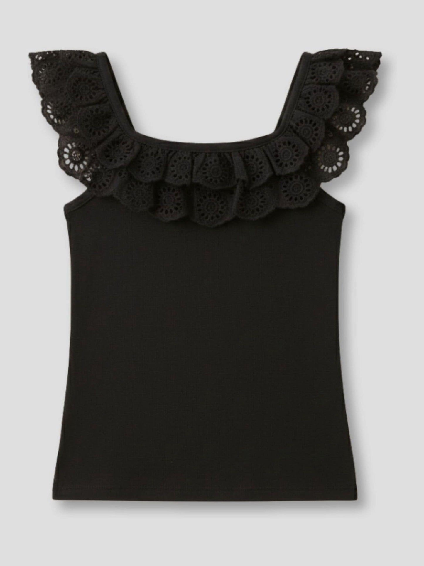 Dsiney Kidz - Angel & Rocket Black Jess Broderie Frill Vest Top image 3