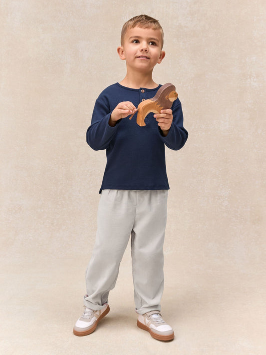 The White Company White Cotton Blend Henley Top & Cord Trousers Set image 2