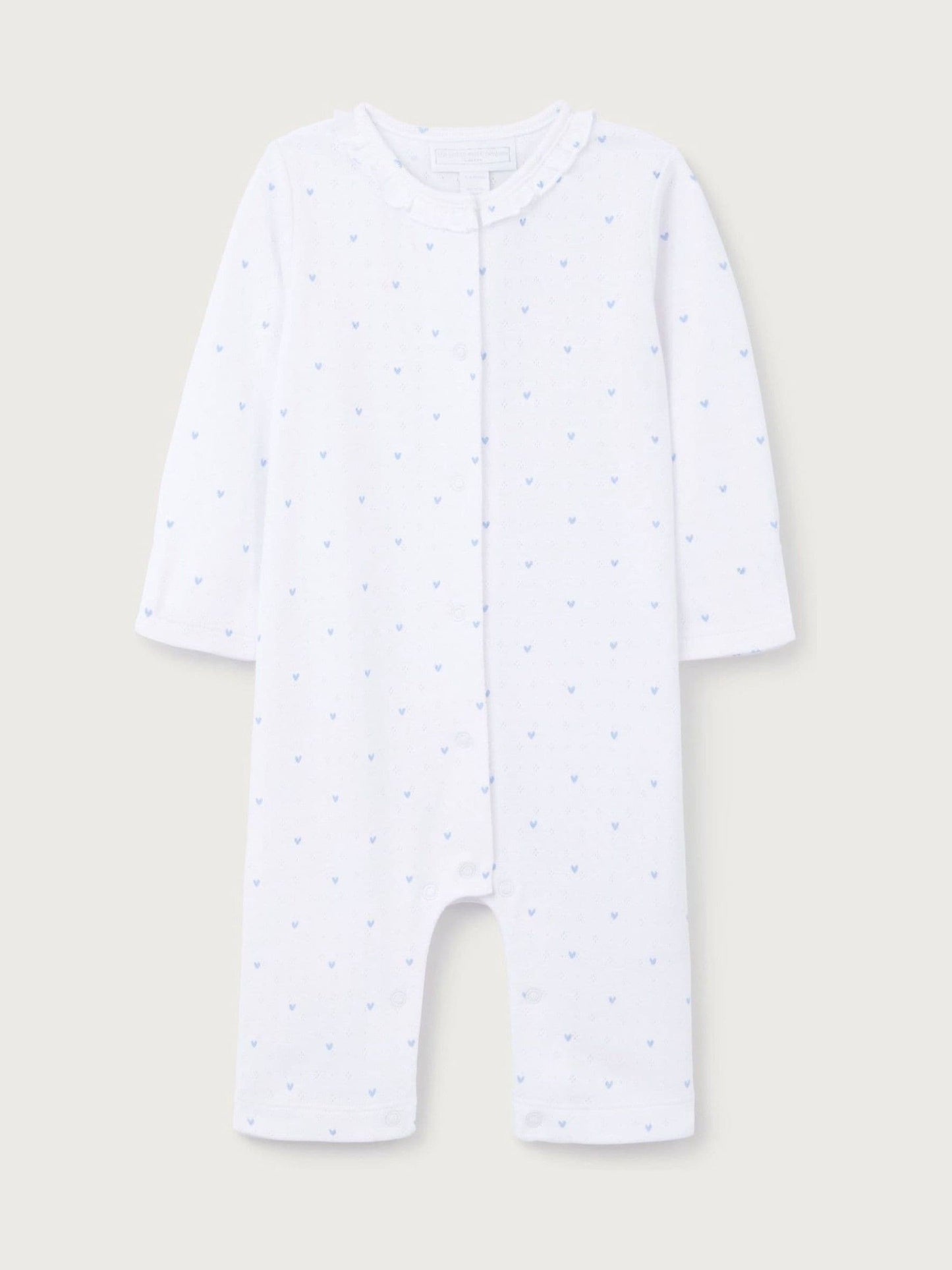 The White Company White Cotton Heart Pointelle Frill Collar Sleepsuit image 5