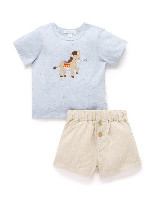 Purebaby Blue Donkey Shorts and T-Shirt Set image 2