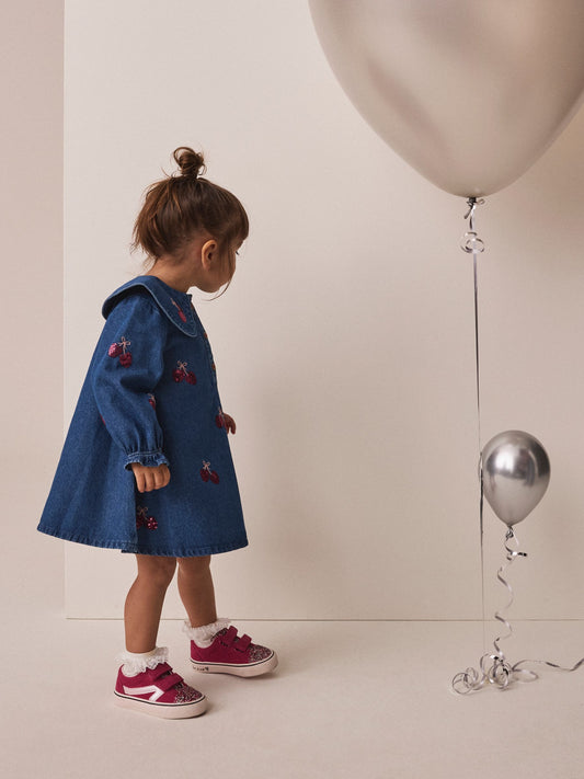 Dsiney Kidz - Blue Cherry Sequin Denim Dress (3mths-8yrs) image 2