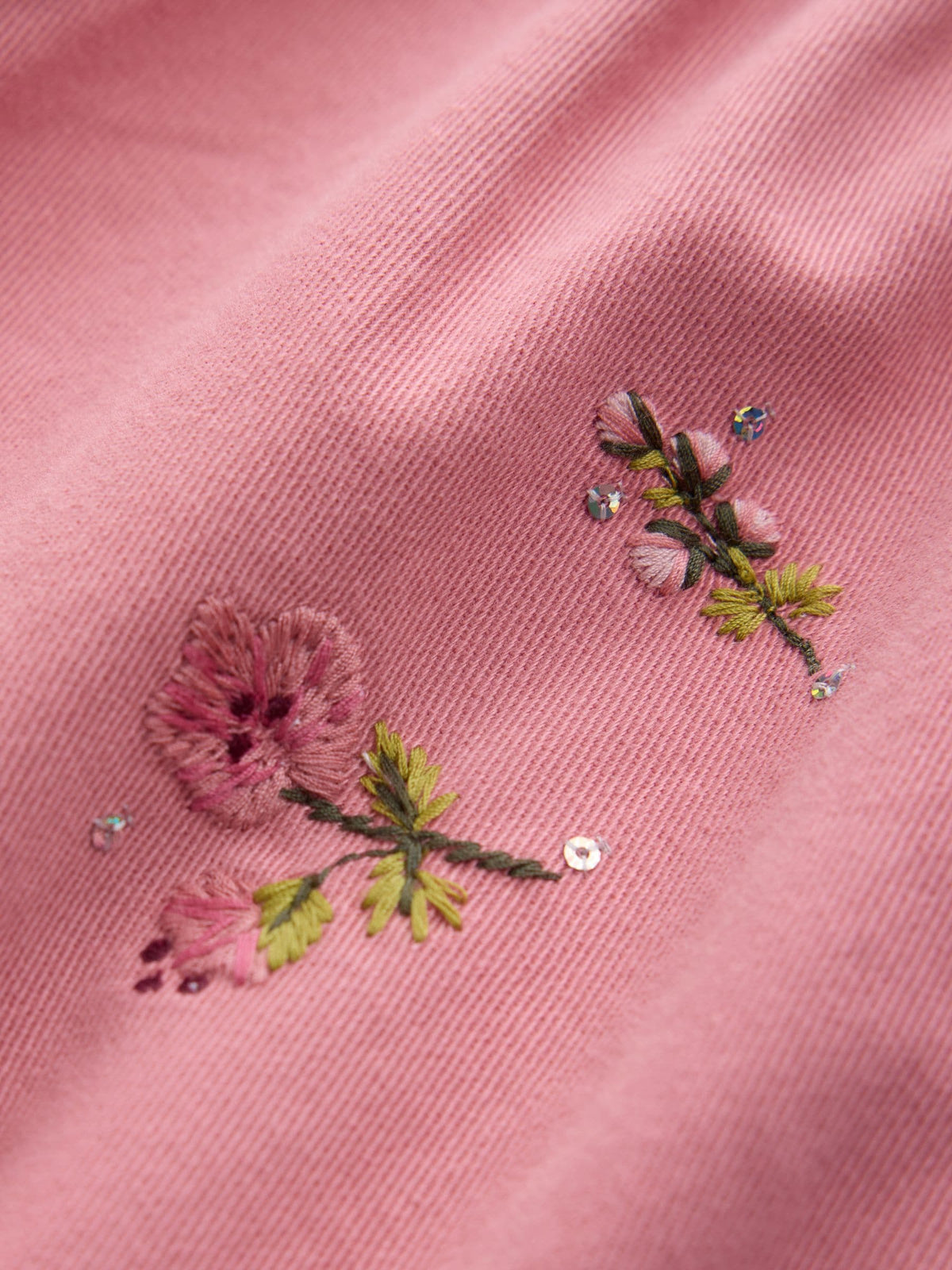 Dusky Pink Embroidered Long Sleeve Twill Dress (3mths-8yrs) - image 10