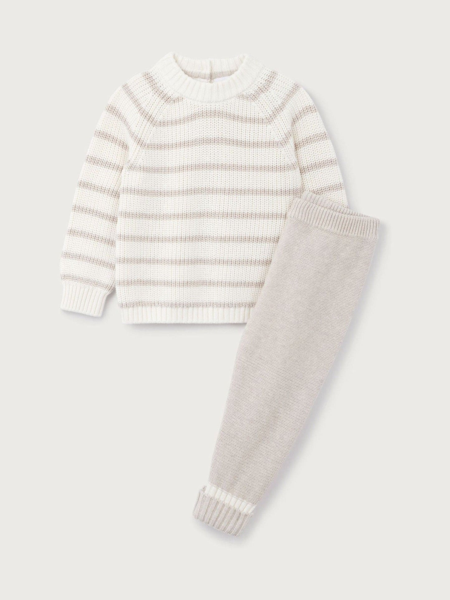 The White Company White Cotton Stripe Jumper & Leggings Set image 5