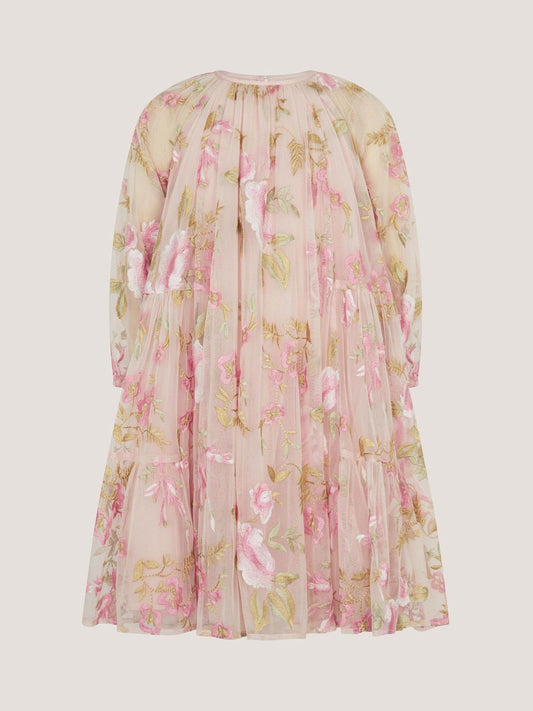 Monsoon Pink Azalea Floral Embroidered Long Sleeve Dress image 2