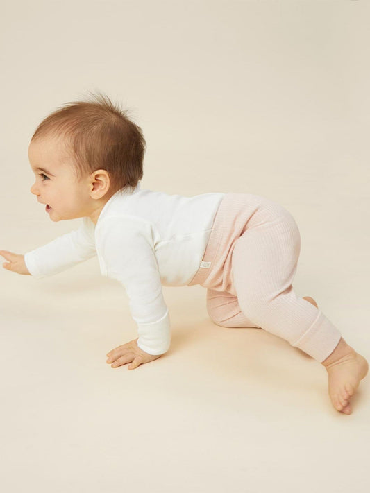 MORI Pink Ribbed Stretch Comfy Baby Leggings image 2