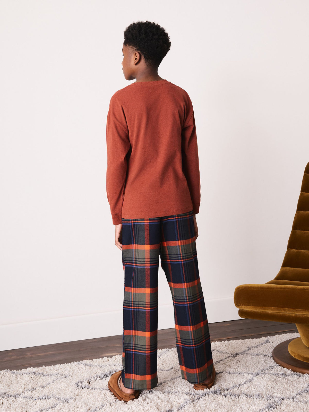 Burnt Orange Woven Check Single Pyjamas (3-16yrs) - image 4
