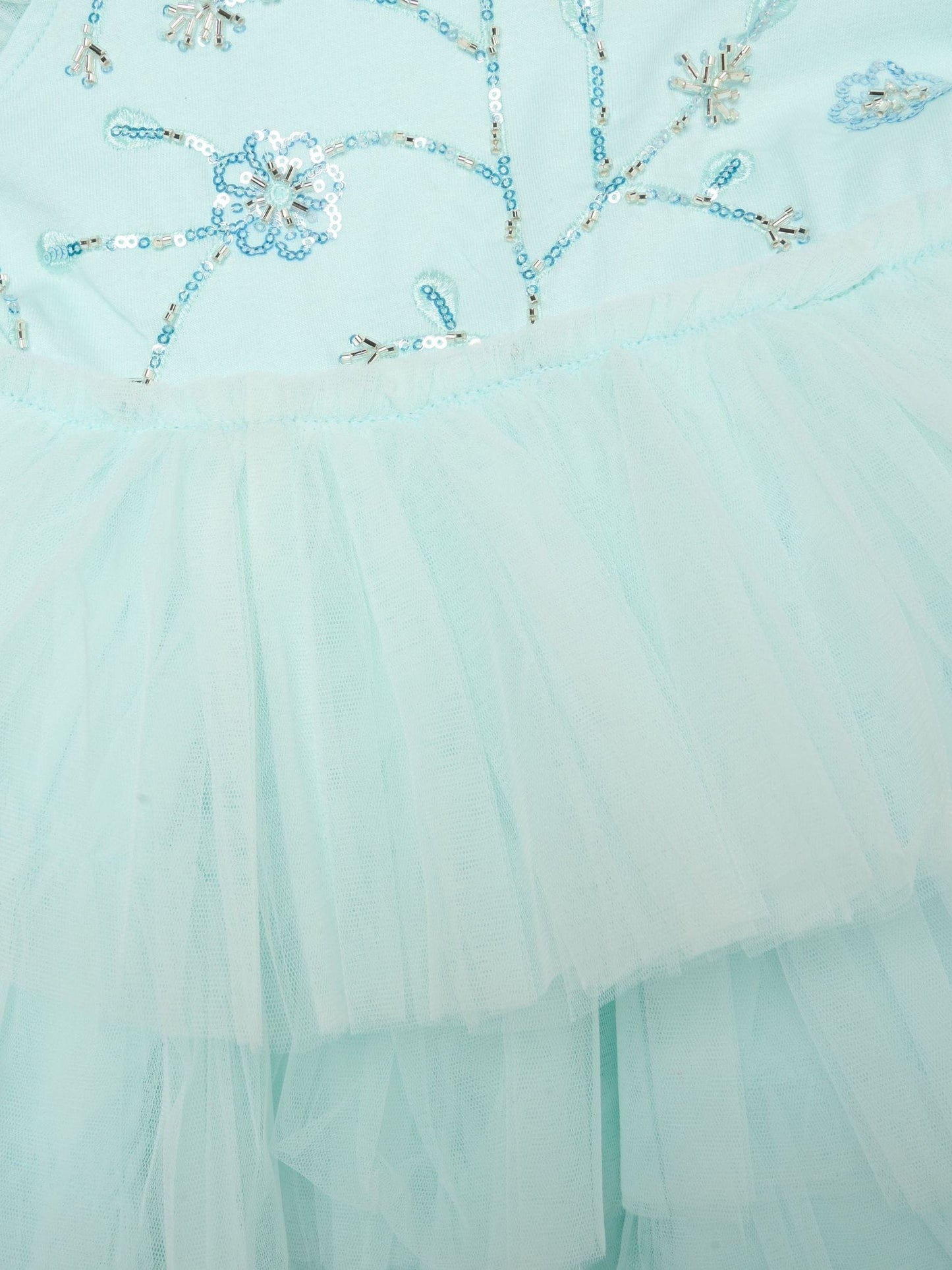 Dsiney Kidz - Miss Blue Embellished Floral Sequin Tulle Dress image 3