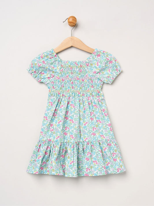 Dsiney Kidz - Miss Blue Floral Embroidered Smocked Dress with Headband image 2