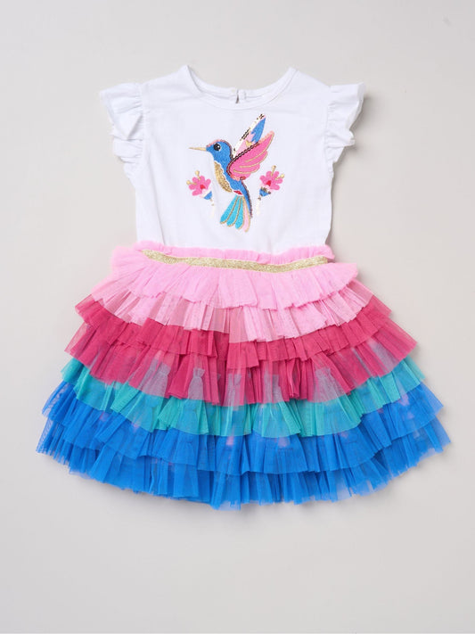 Dsiney Kidz - Miss Pink Sequin Embroidery Floral Tutu Dress image 2