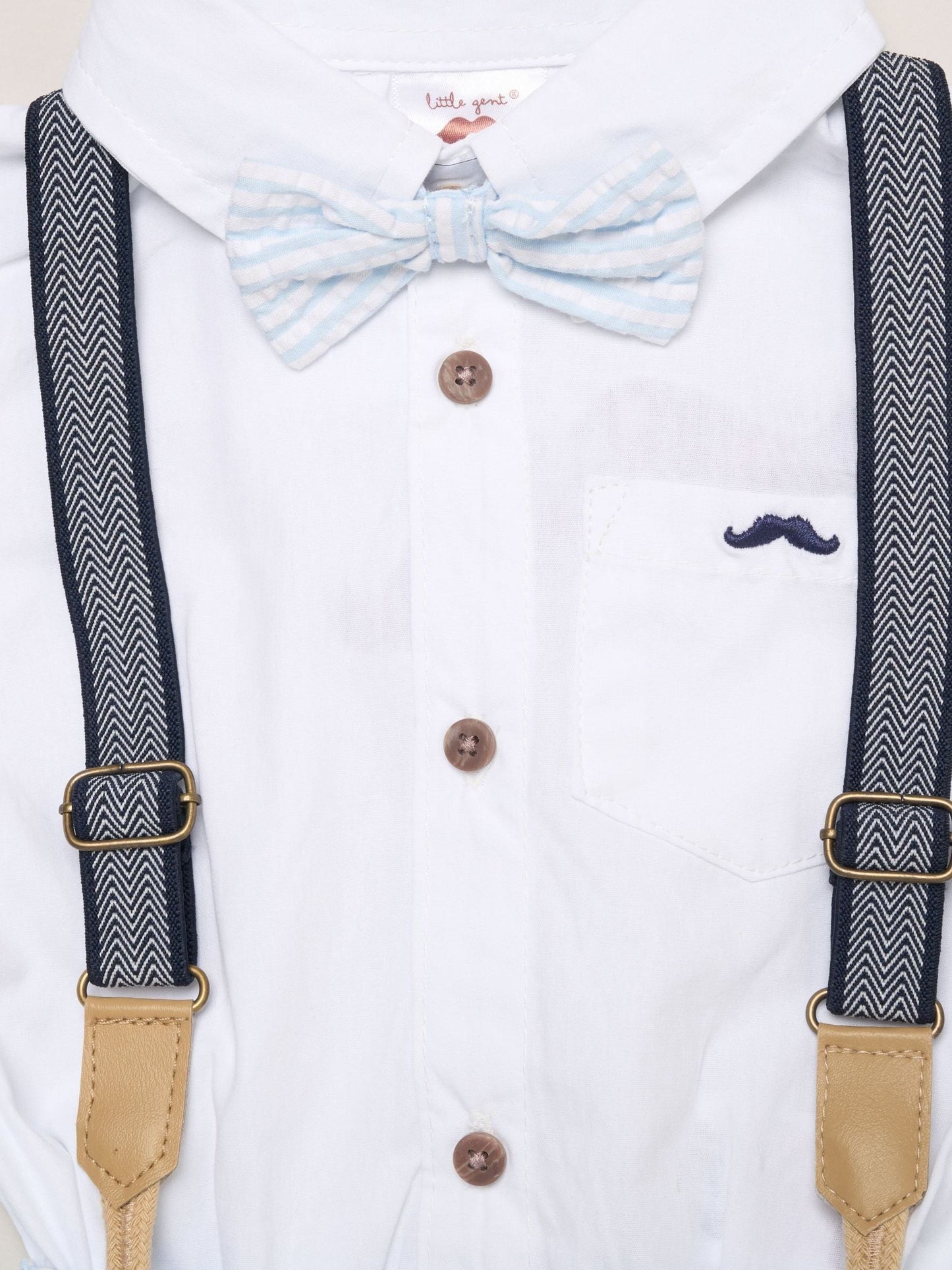Little Gent Blue Mock Shirt Bodysuit image 3