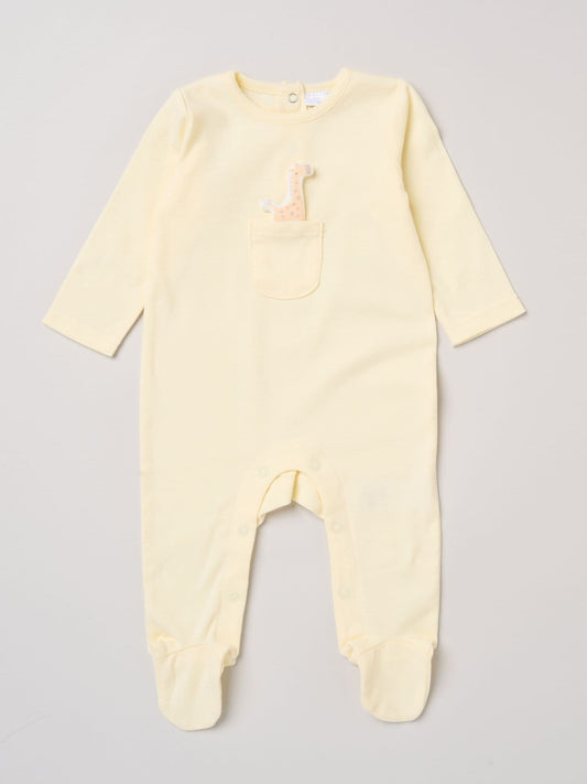 Rock-A-Bye Baby Boutique Light Yelllow Sleepsuit With Appliqué Bear With Cloud Pocket image 2