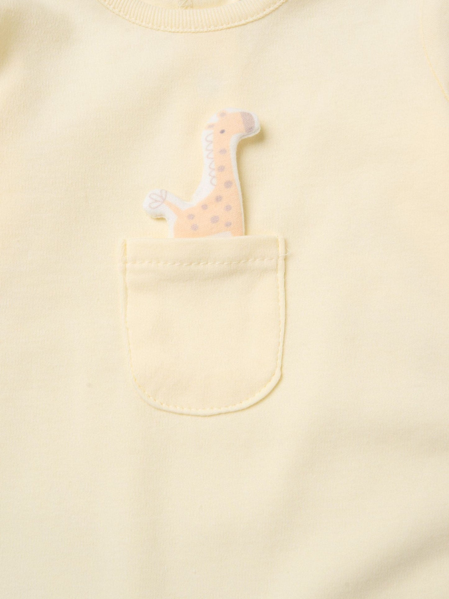 Rock-A-Bye Baby Boutique Light Yelllow Sleepsuit With Appliqué Bear With Cloud Pocket image 3