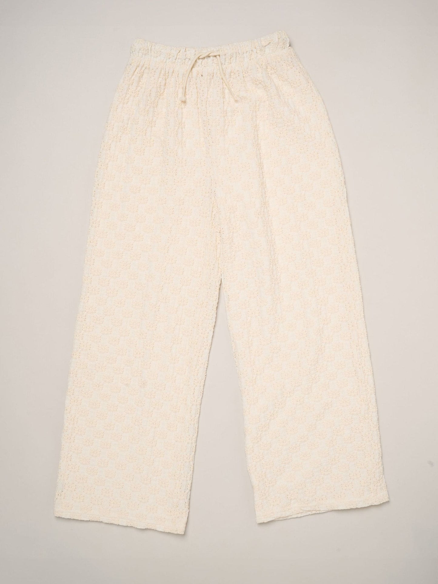 Miss Cream Textured Top Wide Leg Trouses And Scrunchie Outfit Set image 6