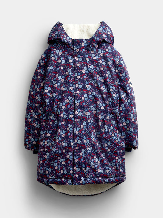 JoJo Maman Bébé Navy Ditsy Borg Lined Parka - image 1