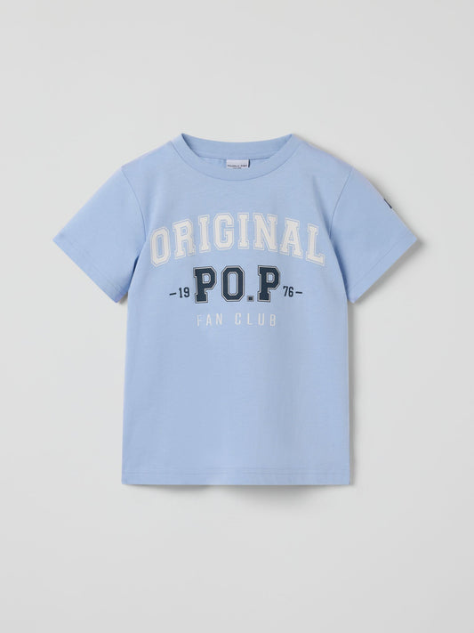 Polarn O. Pyret Blue Cotton Printed T-Shirt image 2