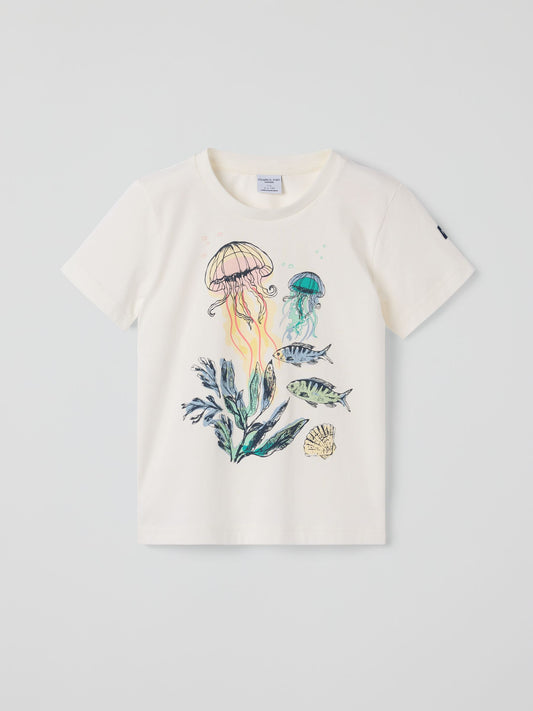 Polarn O. Pyret White Cotton Printed T-Shirt image 2