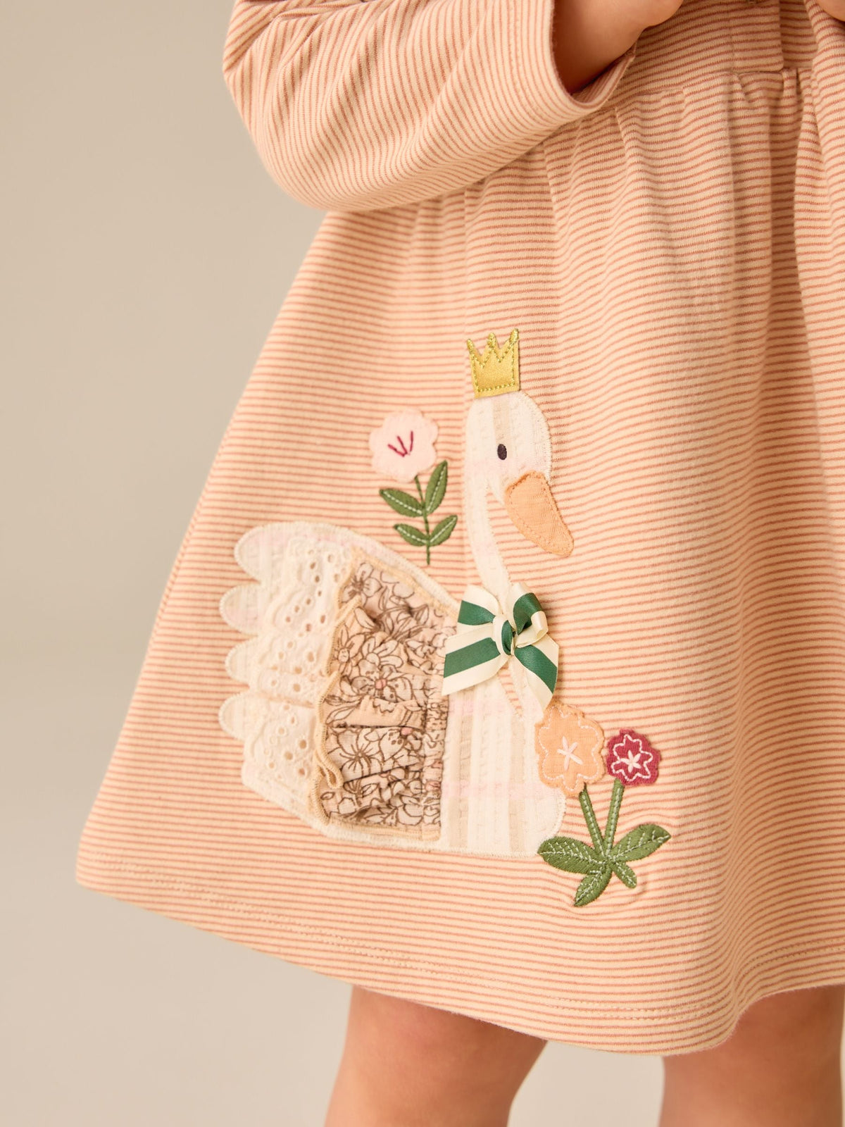 Dsiney Kidz - Ecru Emboidered Swan Long Sleeve Dress (3mths-7yrs) image 5