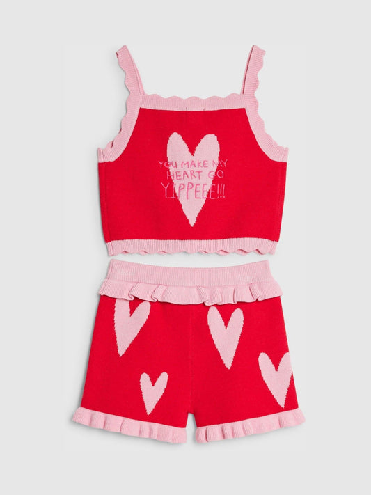 Dsiney Kidz - River Island Red Knitted Heart Blomber Set image 2