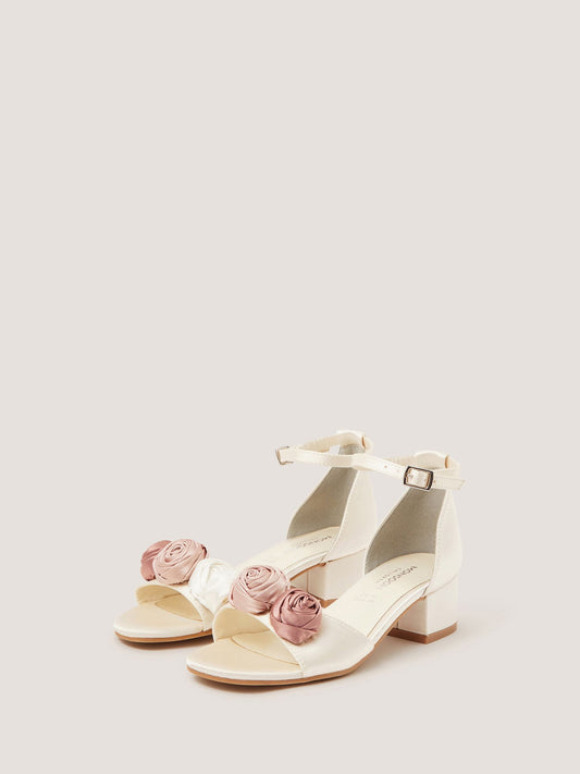 Monsoon Cream Rosette Satin Two Part Heels image 2