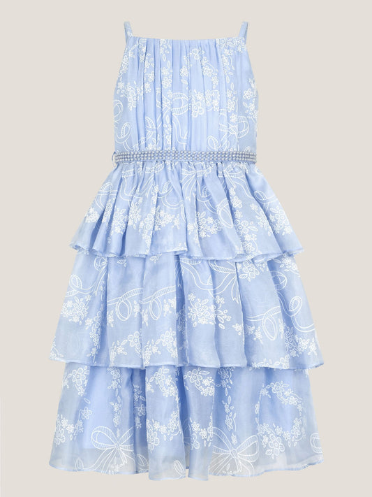 Monsoon Blue Lily Floral Print Tiered Dress image 2