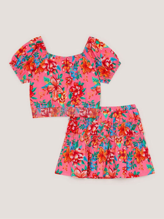Dsiney Kidz - Monsoon Pink Tropical Floral Jersey Top & Skort Set image 2