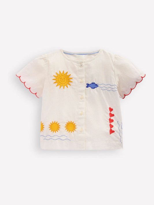 Dsiney Kidz - Boden Cream Button-Through Blouse image 2