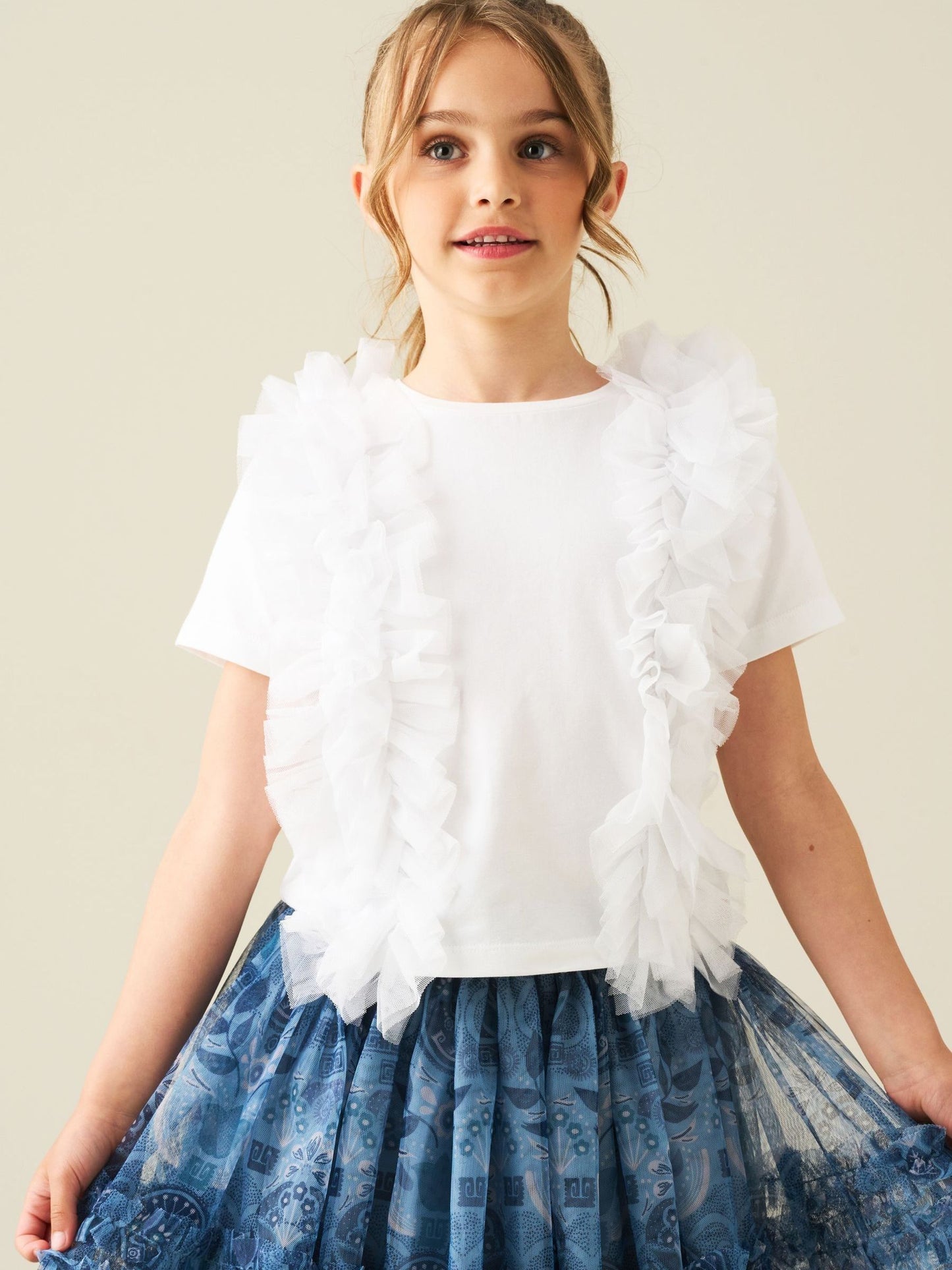 Dsiney Kidz - Angel & Rocket White Seren Mesh Ruffle T-Shirt image 3
