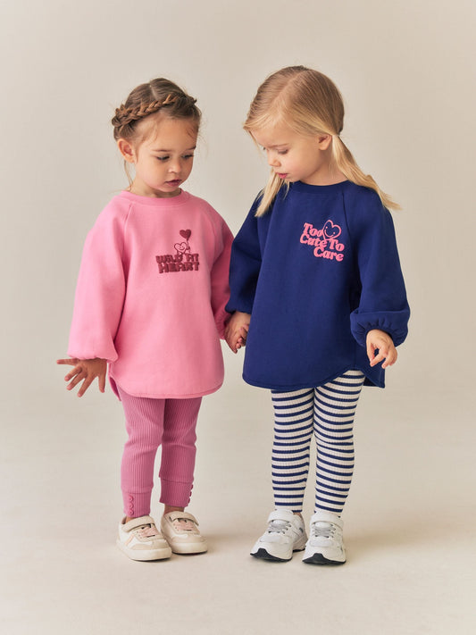 Navy/Pink Sweatshirt and Leggings Set 2 Pack (3mths-7yrs) image 2