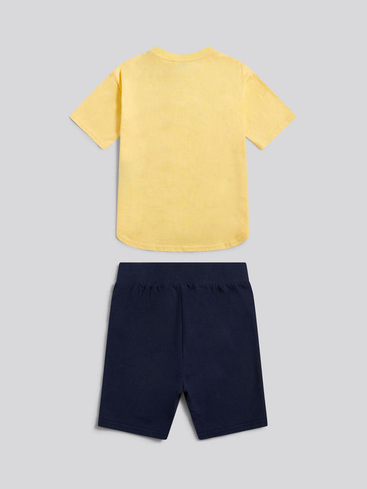Dsiney Kidz - U.S. Polo Assn. Yellow Print T-Shirt & Jersey Shorts Set image 2