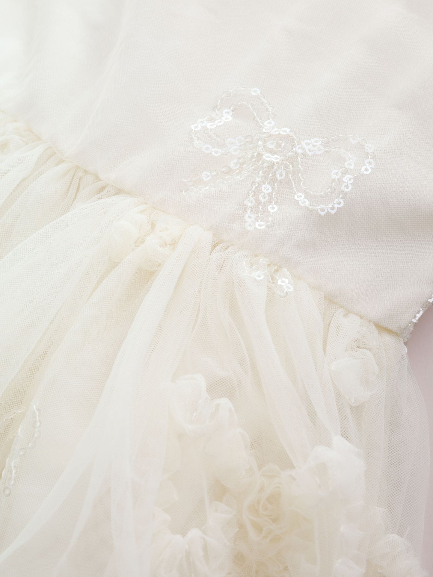 Dsiney Kidz - Ivory Bow Embellished Mesh Occasion Dress (3-16yrs) image 10