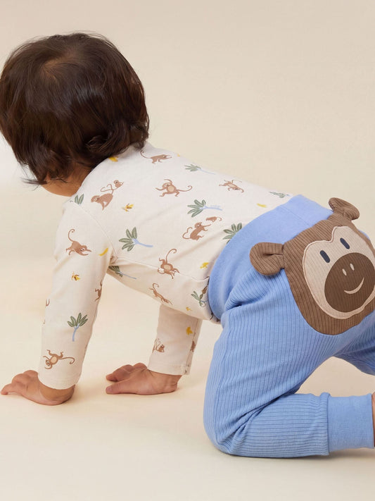 MORI Blue Ribbed Monkey Novelty Joggers image 2