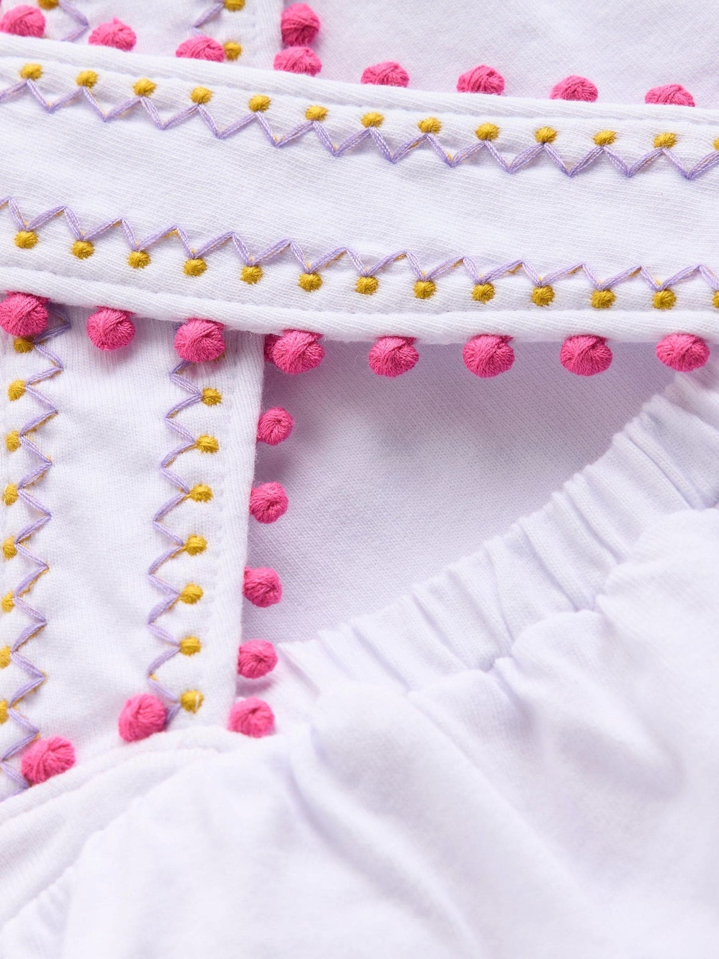 Boden White Cross-Back Pom Trim Top image 3