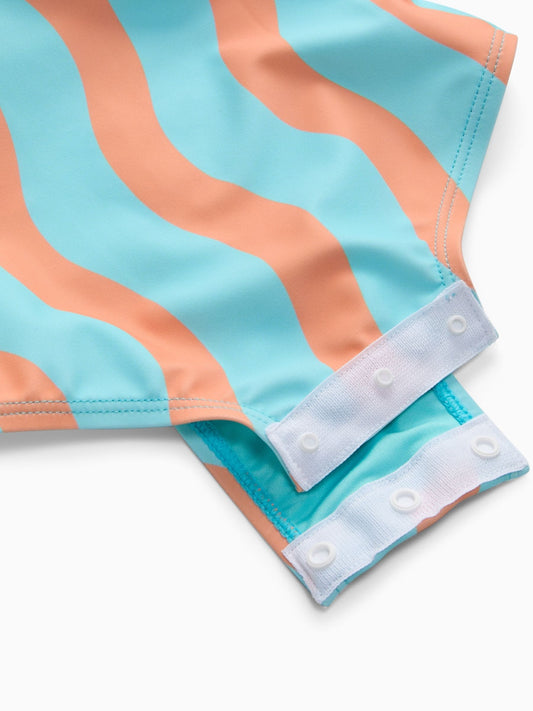 Dsiney Kidz - KIDLY by MORI Turquiose Orange Frill Detail Soft Swimsuit image 2