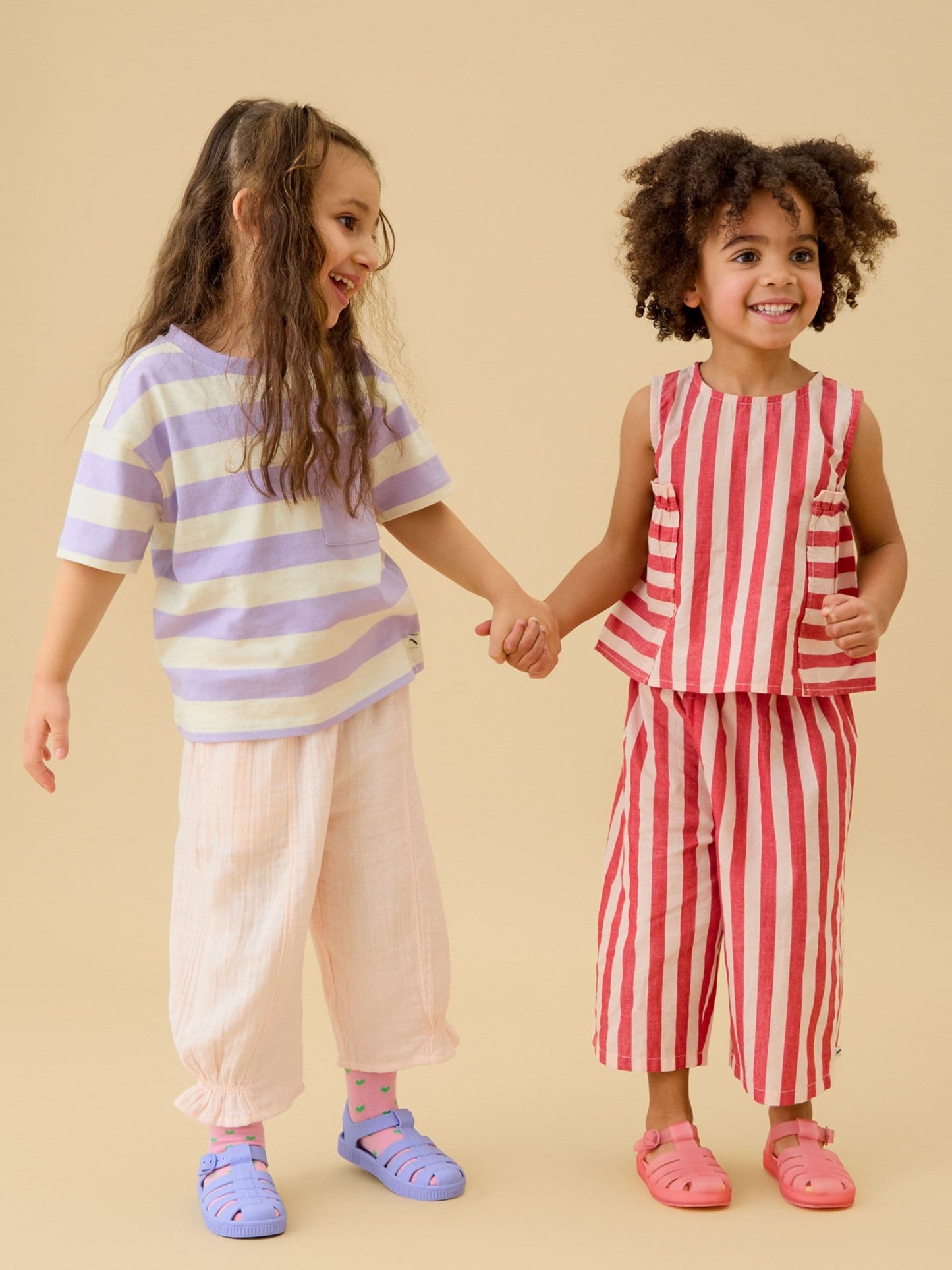 Dsiney Kidz - KIDLY by MORI Purple Striped Soft Cotton Oversized T-Shirt image 3