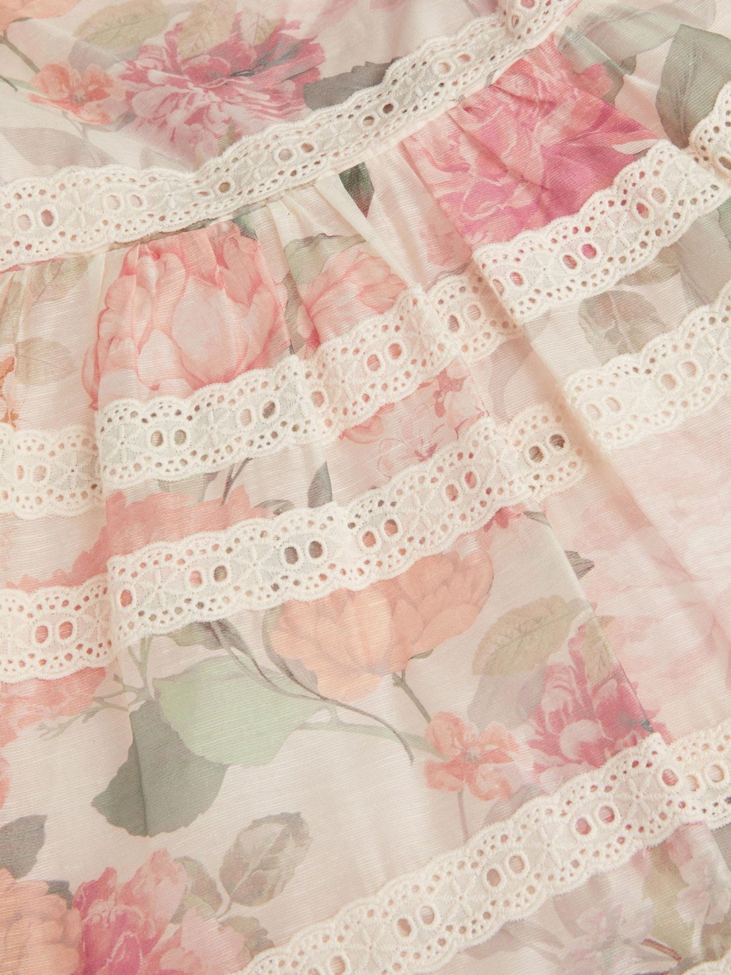 Monsoon Pink Baby Kelis Floral Broderie Trim Dress image 3