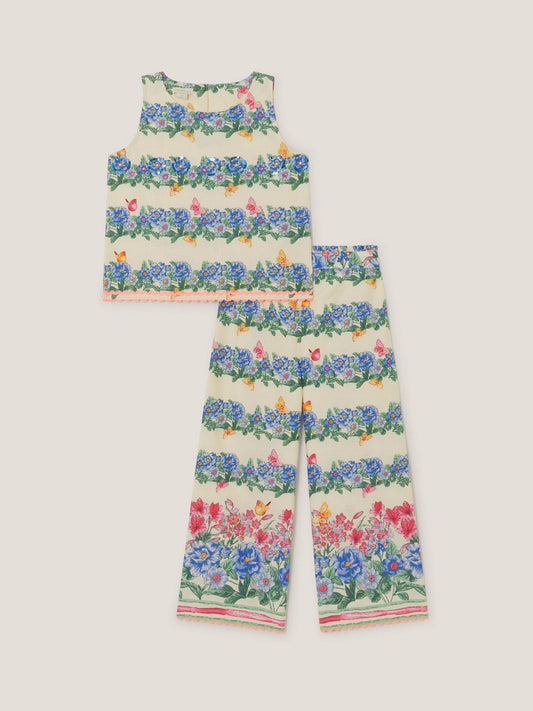 Dsiney Kidz - Monsoon Cream Clara Floral Print Top & Trousers Set image 2
