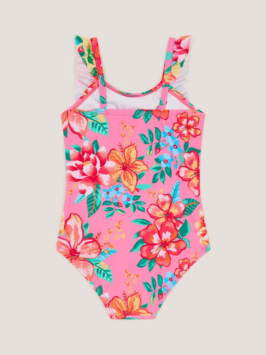 Dsiney Kidz - Monsoon Pink Baby Tropical Flower Frill Swimsuit image 2