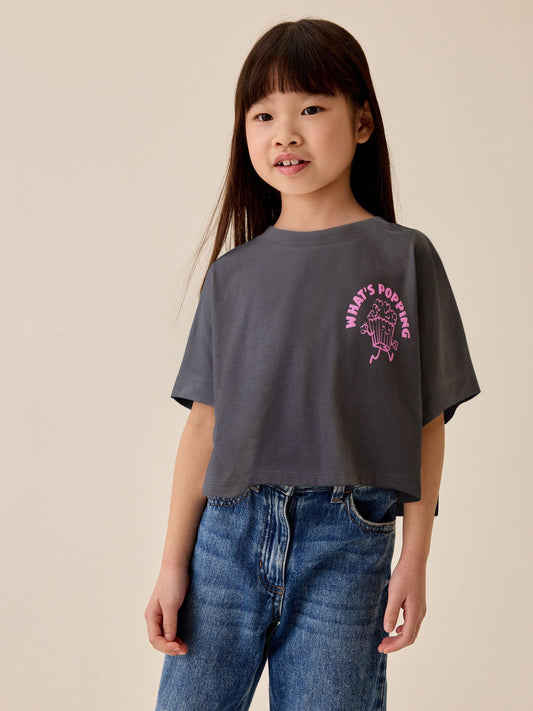 Dsiney Kidz - Charcoal Grey Popcorn Boxy Graphic T-Shirt (3-16yrs) image 2