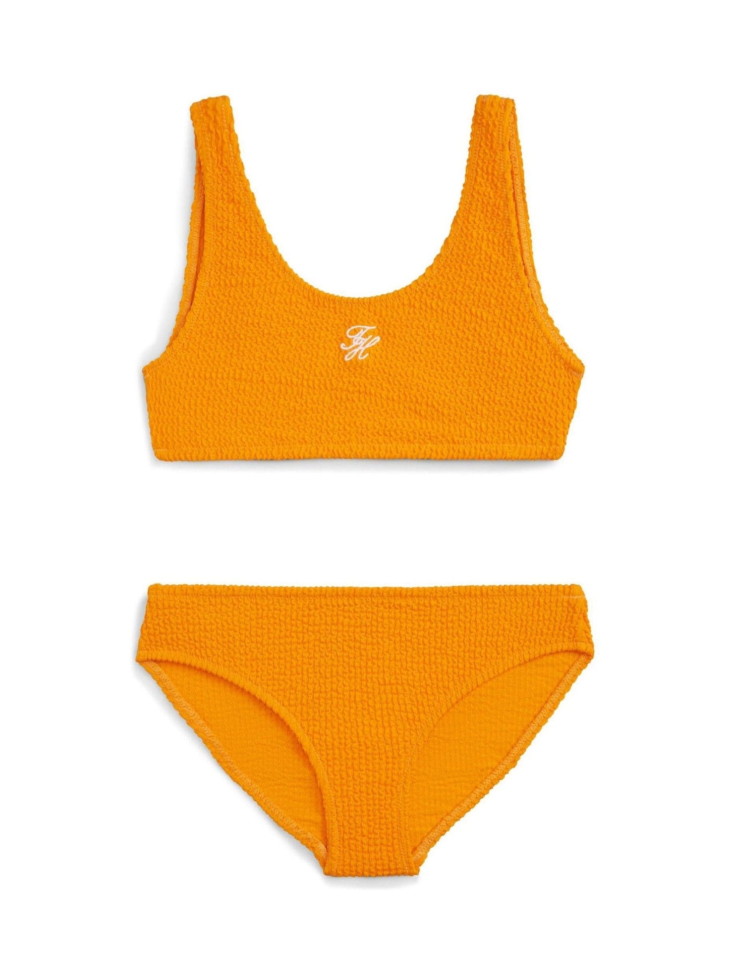 Tommy Hilfiger Orange Logo Embroidery Textured Bralette Bikini Set image 1