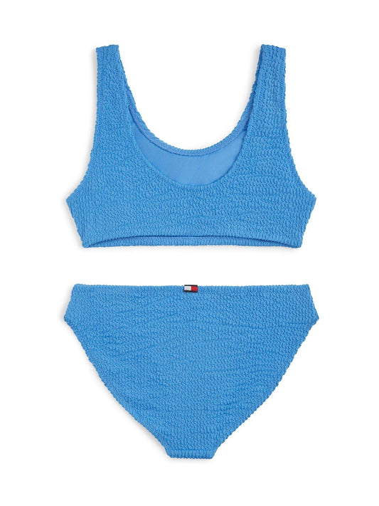 Tommy Hilfiger Blue Logo Embroidery Textured Bralette Bikini Set image 2