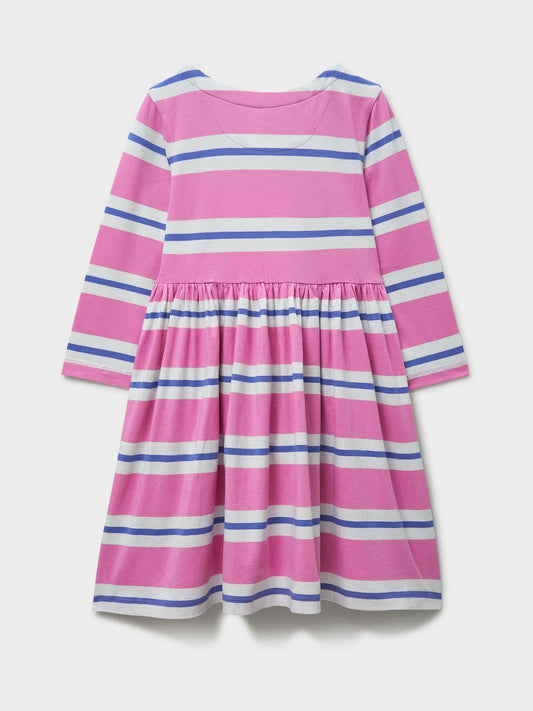 Crew Clothing Pink Classic Long Sleeve Striped Jersey Dress image 2